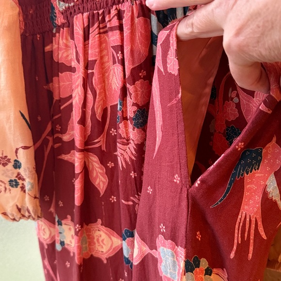 Othilia Carmela Maxi Dress Anthropologie Elastic Waist Long Sleeve Pockets L NWT - Picture 10 of 16